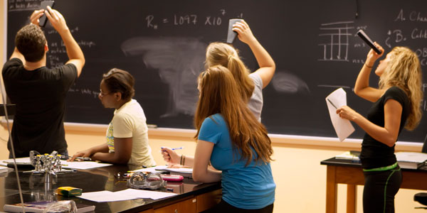 Albion College students in a science class.