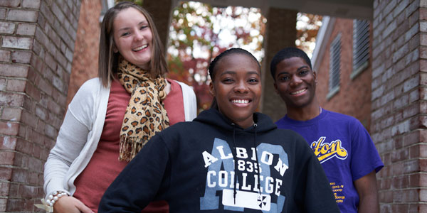Students outside Baldwin Hall, fall 2012