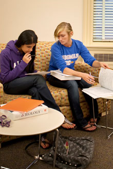 Students studying in Stockwell Library's Cutler Commons.