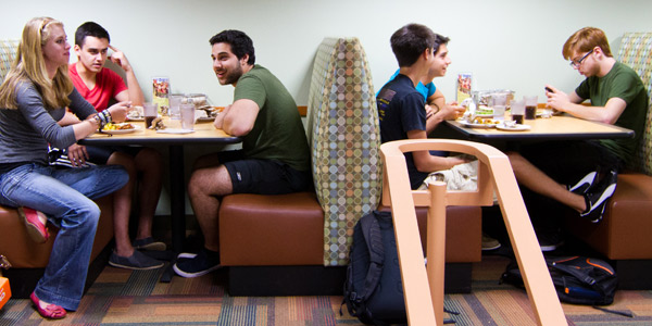 Students dining in Lower Baldwin