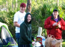John Catherine and Mike enjoy breakfast in Jonathan Dickinson State park