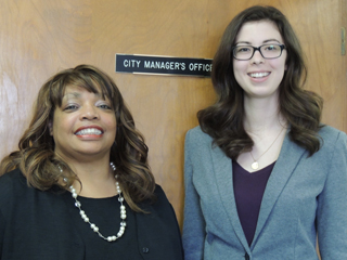 Danielle with Sheryl Mitchell the City Manager for Albion. 