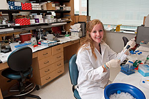 Kimmy Leverenz is a senior majoring in chemistry-biochemistry with a Gerstacker management minor with a concentration in anoconc and is a member of the Prentiss M. Brown Honors Program. She is the daughter of John and Catherine Leverenz of Grosse Pointe and a graduate of Grosse Pointe South High School.