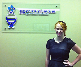 Heather Stoner, '14, at Genesis Genetics Institute in Detroit