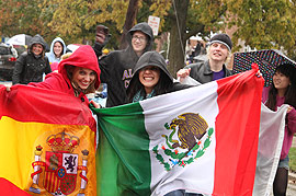 International students in the Homecoming parade.