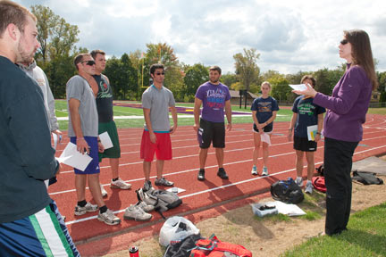 Assistant professor Heather Betz with her exercise science class.