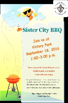 A flyer advertising the Sister City Barbecue event on September 18, 2016. 