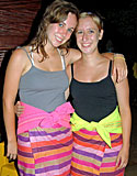 Katie Kirsch and Claire Kaisler in traditional Surinamese cskirts