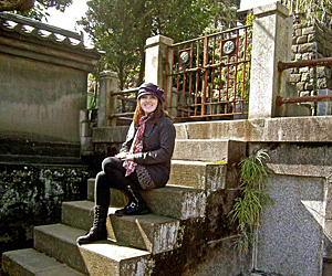 Studley at Sengakuji Temple in Tokyo. "Scattered all around Japan are temples and shrines that are not used much for worshiping these days," said Studley. "They're more for tourists and locals to enjoy the beautiful architecture and designs."
