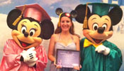 Alicia Rigoni received her diploma from Minnie and Mickey Mouse after completing her internship at Walt Disney World.