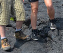Two Albion College students walking on cooled lava during the 2013 Regional Geology trip to Hawaii.