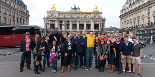 Albion and Sup de V students in front of Palais Garnier, home of the Paris Opera.