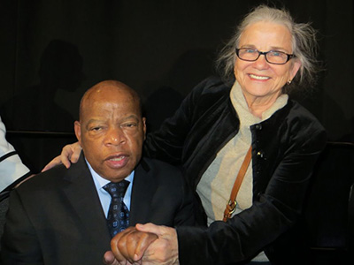 Leslie Dick with John Lewis during the congressman's February 2015 visit to Michigan State University.
