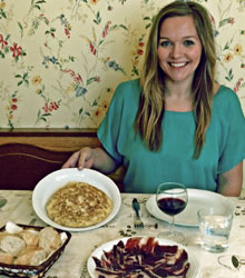 Emily Walker with some of her favorite dishes, cooked by her host mother