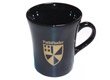 PathFinder Mug is black with a gold pathfinder logo, the rim flares out. 
