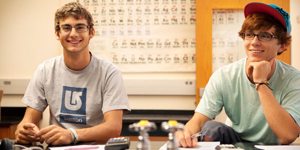 Albion College students in a chemistry lab.