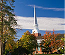 The steeple atop Albion College's Goodrich Chapel.
