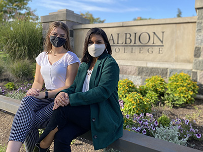 Albion College students Anna Crysler and Irene Corona Avila, Fall 2020