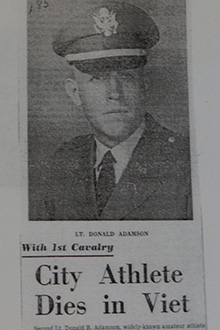 News clipping from the Grand Rapids Press reporting the death of Lt. Adamson.
