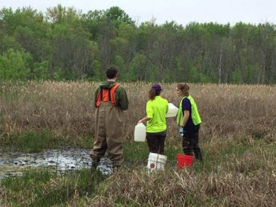 Albion College students investigate freshwater habitats in Michigan.