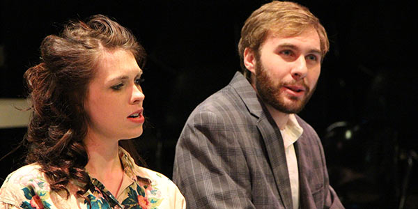 Meghan Bortle, '15, and Andrew Zimmer, '15, in Thread of the Warp, November 20-23, 2014 at Albion College.