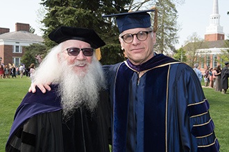Wes Dick (left) and Geoff Cocks at Albion College's 2016 Commencement